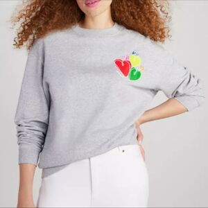 KATE SPADE | Rainbow Hearts Sweatshirt Size XXL Plus Size 100% Cotton